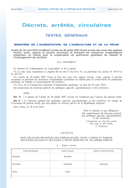 JOURNAL OFFICIEL DE LA RÉPUBLIQUE FRANÇAISE Texte 23 Sur 116