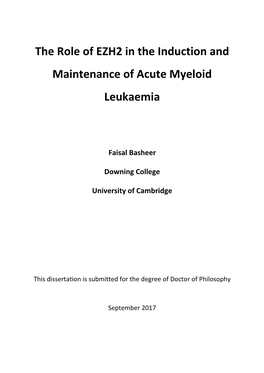 The Role of EZH2 in the Induction and Maintenance of Acute Myeloid Leukaemia