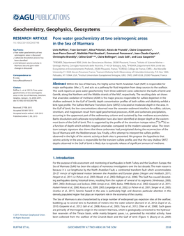 Pore Water Geochemistry at Two Seismogenic Areas in the Sea of Marmara