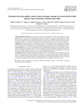 Genomic Diversity Guides Conservation Strategies Among Rare Terrestrial Orchid Species When Taxonomy Remains Uncertain