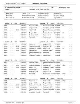 Calendriers Par Journée