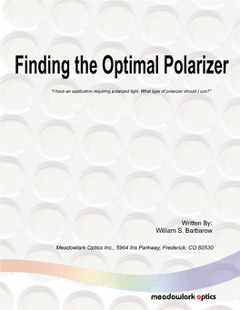 Finding the Optimal Polarizer