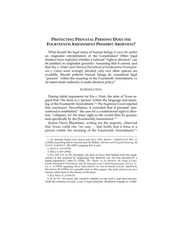 Does the Fourteenth Amendment Prohibit Abortion?