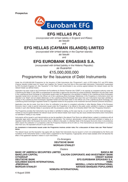 CAYMAN ISLANDS) LIMITED (Incorporated with Limited Liability in the Cayman Islands) As Issuer and EFG EUROBANK ERGASIAS S.A