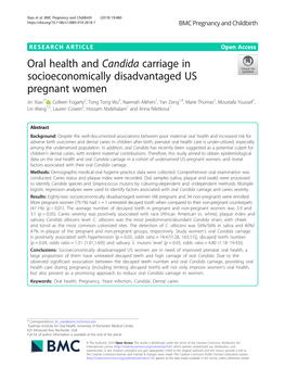 Oral Health and Candida Carriage in Socioeconomically Disadvantaged