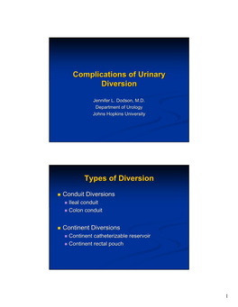 Complications of Urinary Diversion