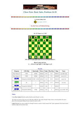 Chess Tests: Basic Suite, Positions 16-20