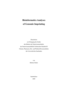 Bioinformatics Analyses of Genomic Imprinting
