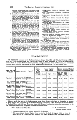 254 the Belfast Gazette, 31St July, 1964 Inland Revenue