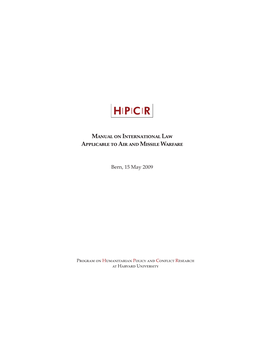 HPCR Manual on International Law Applicable to Air and Missile Warfare