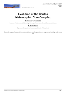 Evolution of the Serifos Metamorphic Core Complex