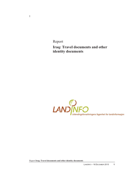 Report Iraq: Travel Documents and Other Identity Documents