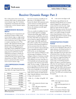 Receiver Dynamic Range: Part 2