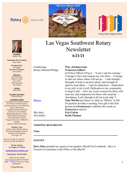 Las Vegas Southwest Rotary Newsletter