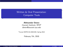 Written & Oral Presentation: Computer Tools