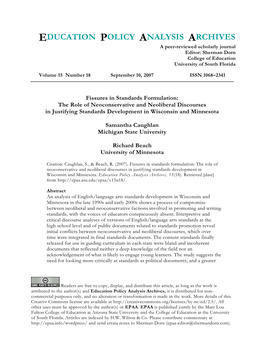 Fissures in Standards Formulation: the Role of Neoconservative and Neoliberal Discourses in Justifying Standards Development in Wisconsin and Minnesota