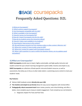 Frequently Asked Questions: D2L