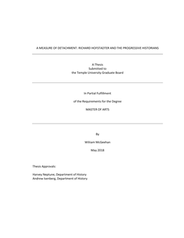 A Measure of Detachment: Richard Hofstadter and the Progressive Historians