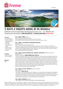 5 Days 4 Nights Gong Xi in Manila