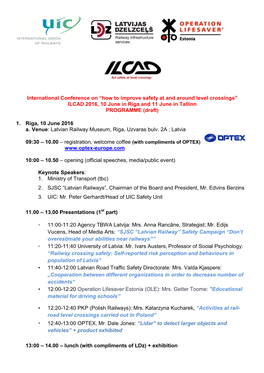 ILCAD 2016, 10 June in Riga and 11 June in Tallinn PROGRAMME (Draft)