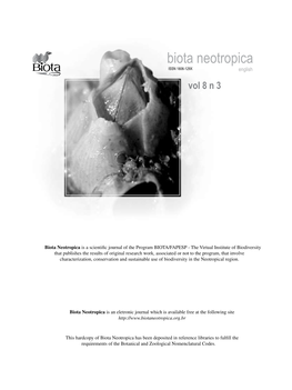 Biota Neotropica ISSN 1806-129X English Vol 8 N 3