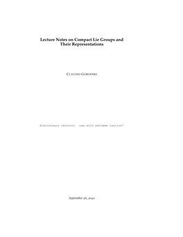 Lecture Notes on Compact Lie Groups and Their Representations