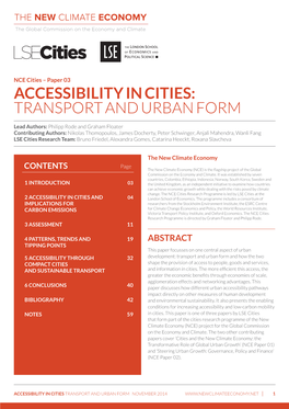 Accessibility in Cities: Transport and Urban Form