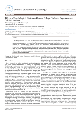 Effects of Psychological Strains on Chinese College Students