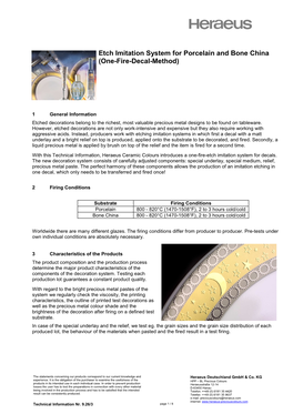 Etch Imitation System for Porcelain and Bone China (One-Fire-Decal-Method)