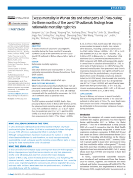 Excess Mortality in Wuhan City and Other Parts of China ­During BMJ: First Published As 10.1136/Bmj.N415 on 24 February 2021