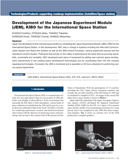 (JEM), KIBO for the International Space Station