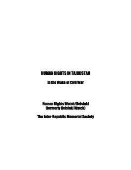 Human Rights in Tajikistan Human