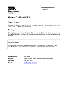 LGA Vice-Presidents 2017/18
