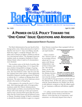 A Primer on Us Policy Toward the “One-China” Issue