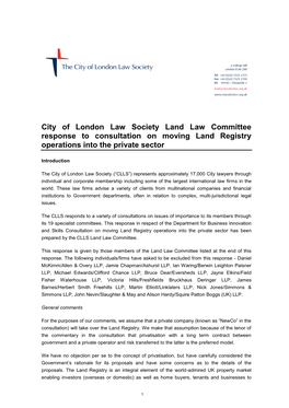 Response to Government Consultation on Moving Land Registry