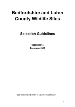 Bedfordshire and Luton County Wildlife Sites