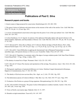 Constancea: Publications of P.C. Silva 12/13/2002 11:23:15 AM Constancea 83, 2002 University and Jepson Herbaria P.C