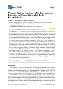 Common Reed for Thatching in Northern Germany: Estimating the Market Potential of Reed of Regional Origin