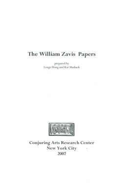 William Zavis Papers Finding