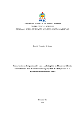 Universidade Federal De Santa Catarina Centro Ciências Agrárias Programa De Pós-Graduação Recursos Genéticos Vegetais