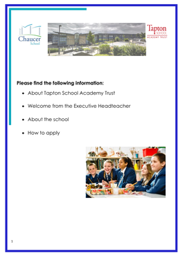 About Tapton School Academy Trust • Welcome from the Executive