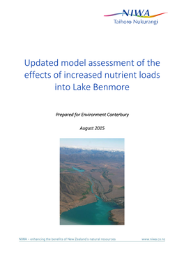 NIWA Lake Benmore Model Assessment Nutrient Load Effects