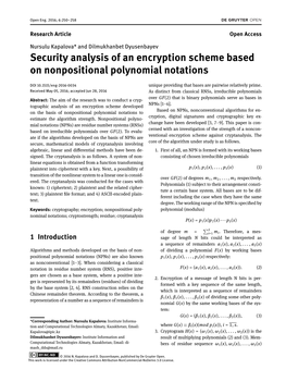 Security Analysis of an Encryption Scheme Based on Nonpositional Polynomial Notations