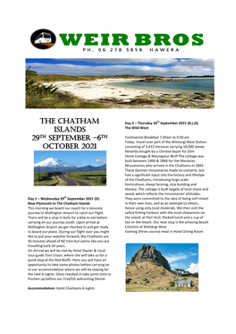 The Chatham Islands 29Th September -6Th October 2021