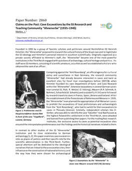 Paper Number: 2860 Claims on the Past: Cave Excavations by the SS Research and Teaching Community “Ahnenerbe” (1935–1945) Mattes, J.1