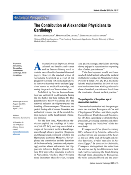 The Contribution of Alexandrian Physicians to Cardiology