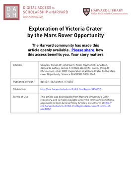 Exploration of Victoria Crater by the Mars Rover Opportunity