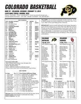 CU GAME NOTES Oklahoma.Indd