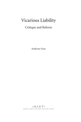 Vicarious Liability Critique and Reform