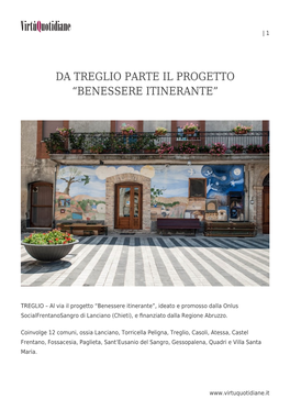 Da Treglio Parte Il Progetto “Benessere Itinerante”